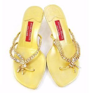 Andrea Pfister Couture Gold Sandals Shoes EU 36.5